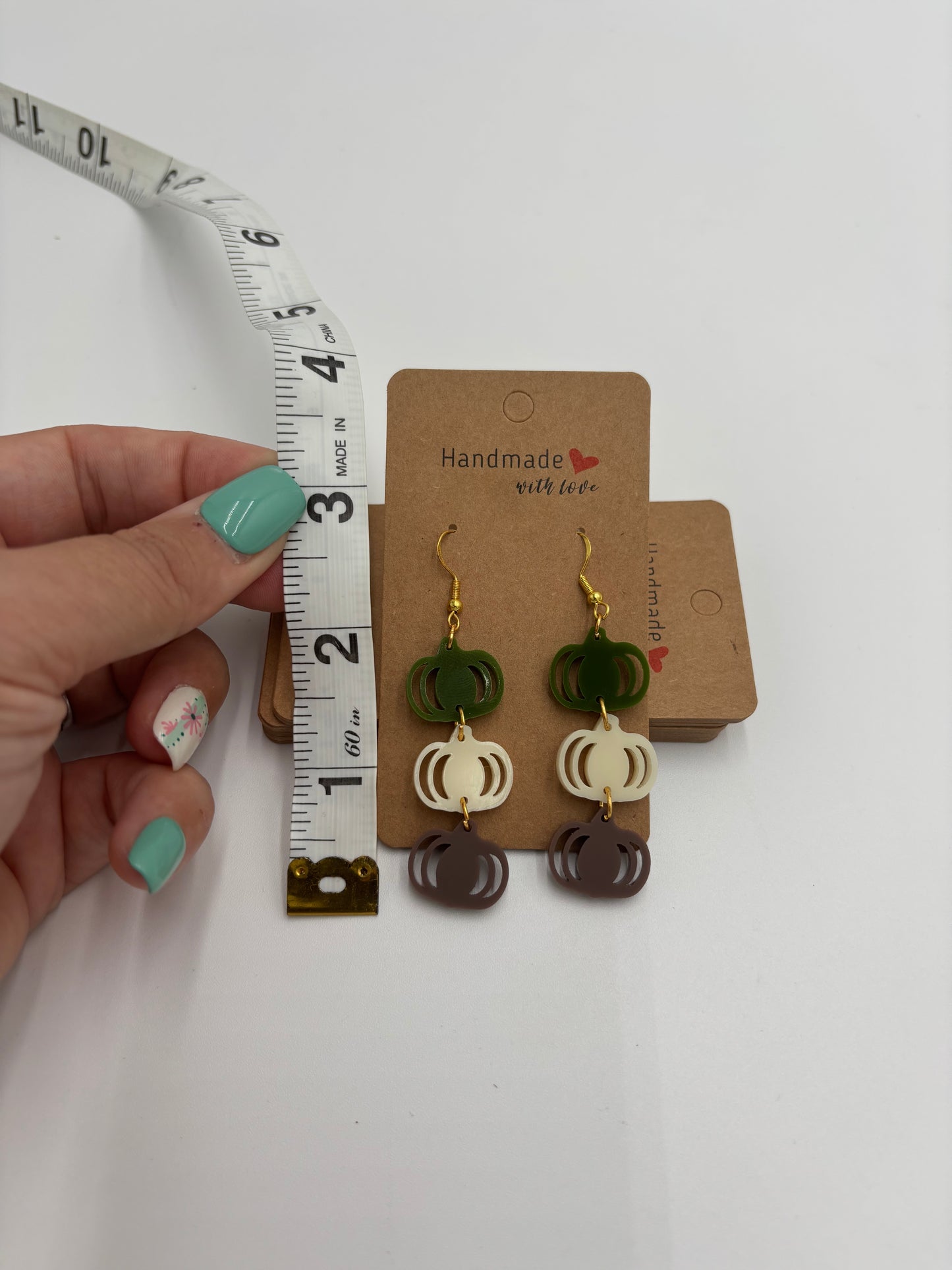 Autumn Stacked Pumpkin Dangle Earrings | Fall Acrylic Jewelry | Thanksgiving & Halloween Accessory | Boho Fall Earrings