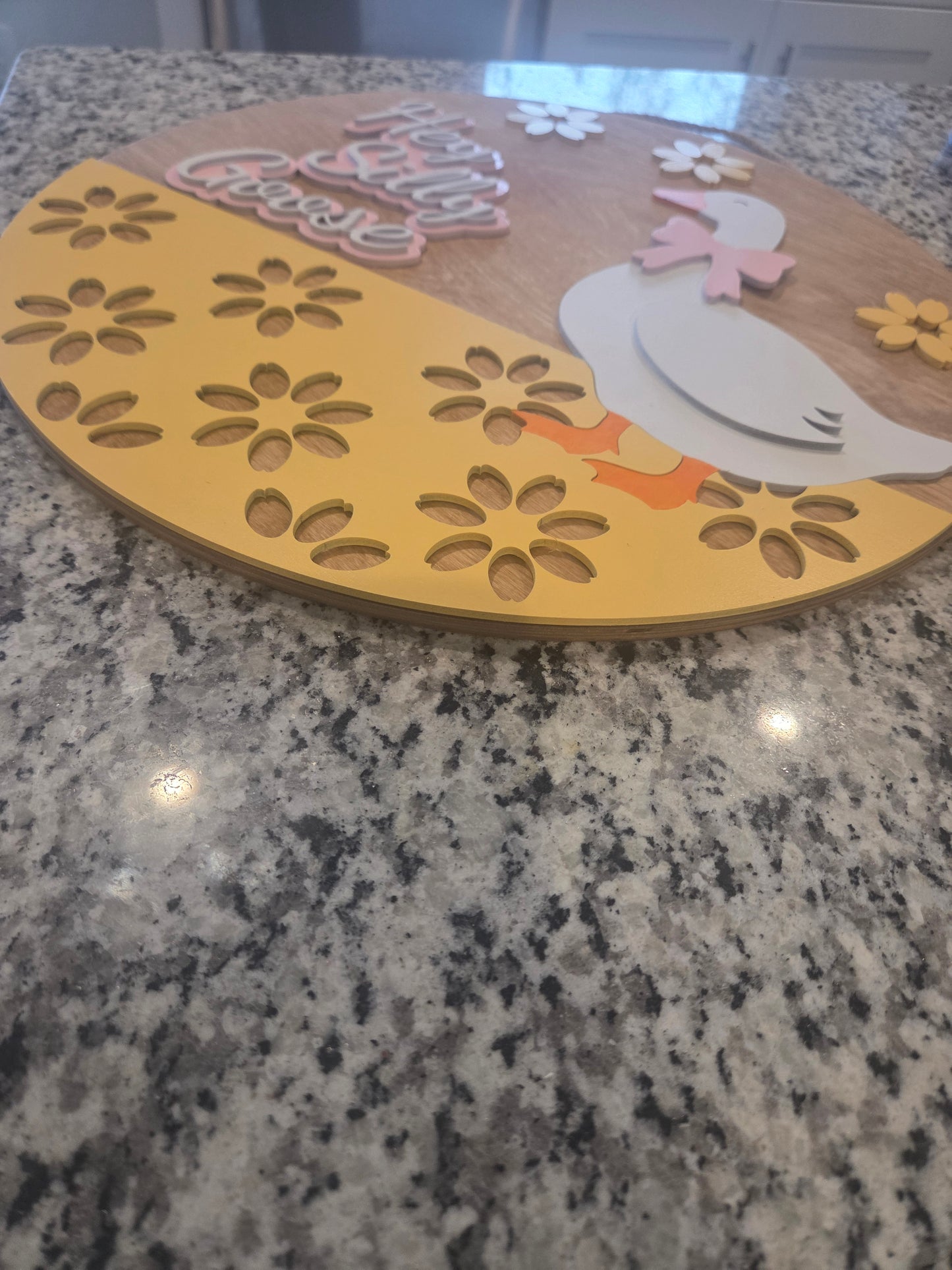 16" Silly Goose door hanger, 3D welcome door sign, Spring floral front door decor, Whimsical housewarming gift