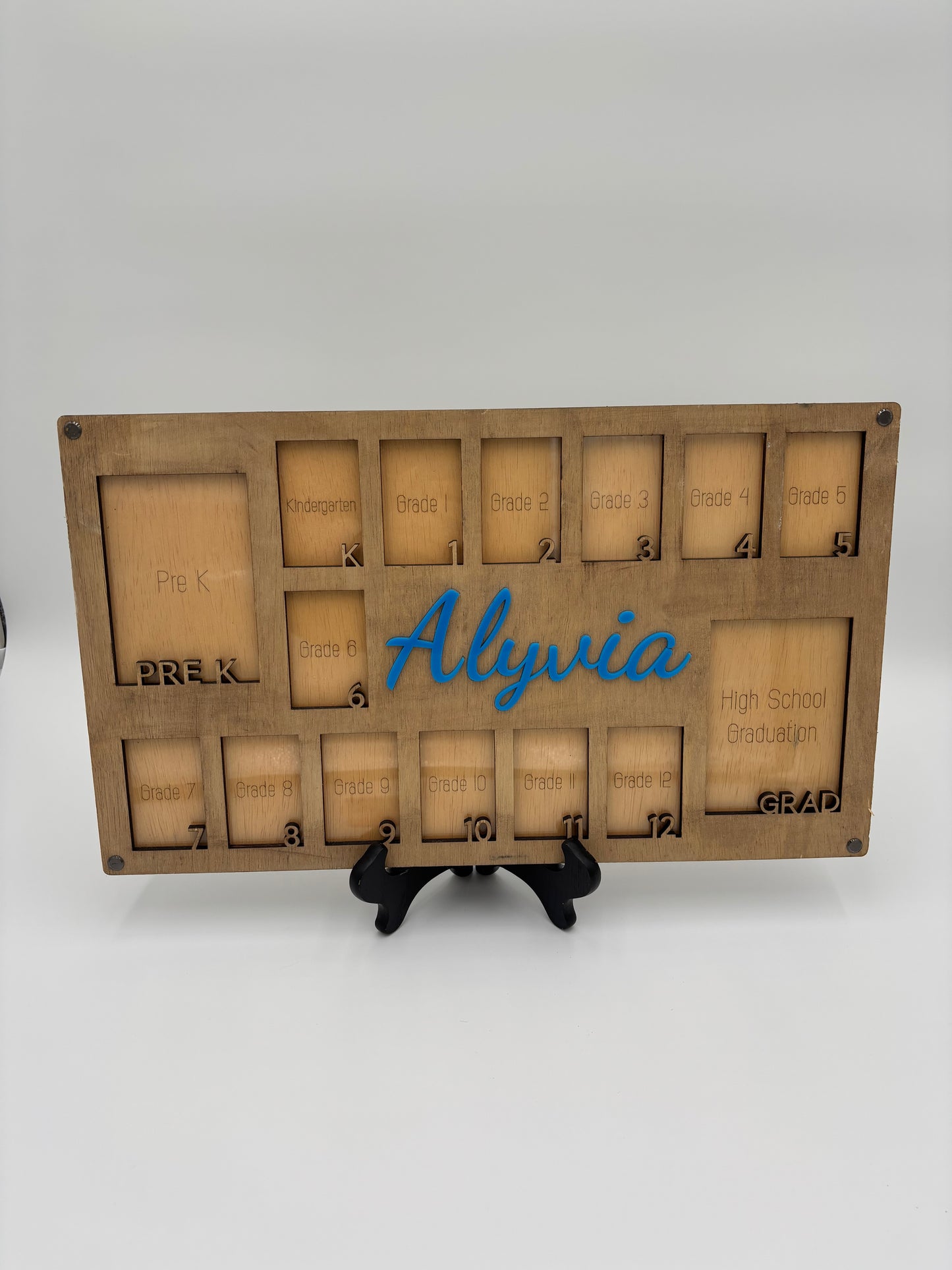 Personalized school picture frame, Wooden school days keepsake, Kindergarten to graduation picture frame, School keepsakes