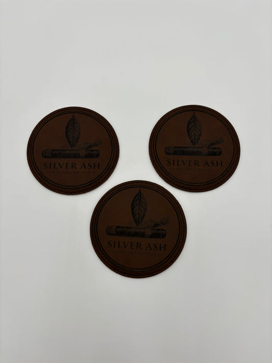 Custom Logo Laser-Engraved Leatherette Coasters, Bulk Business Branding, Personalized Corporate Gift Coasters, Custom Logo Faux Leather Set, Branded Business Coasters with Custom Logo, Premium Leatherette Tableware