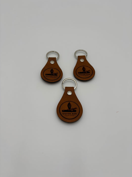 Custom Logo Leatherette Keychains, Set of 10 Branded Business Key Tags, Bulk Personalized Faux Leather Keychains for Businesses & Real Estate - 10 Pack