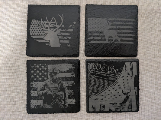 Engraved slate coasters