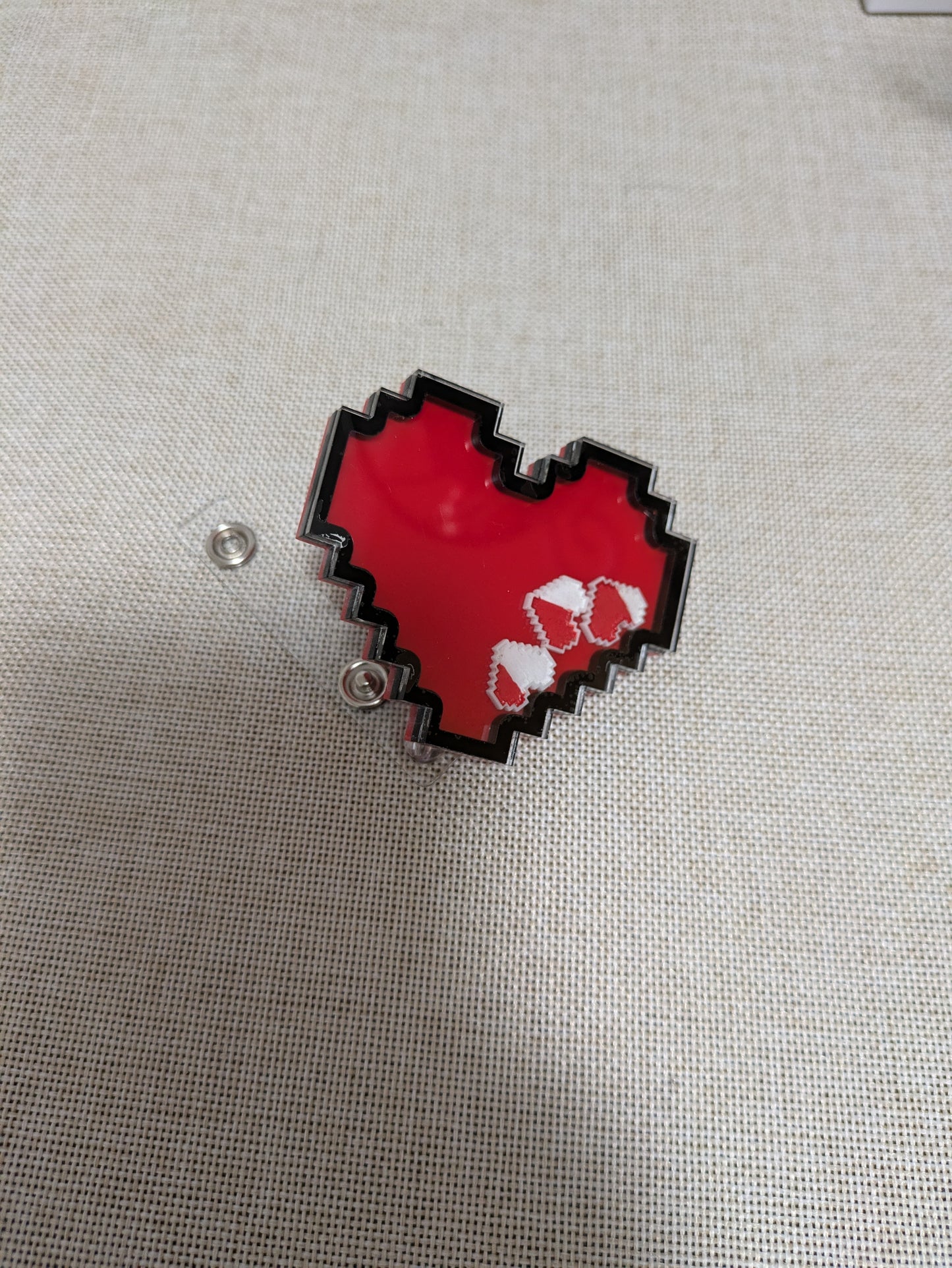 8 bit heart shaker badge reel